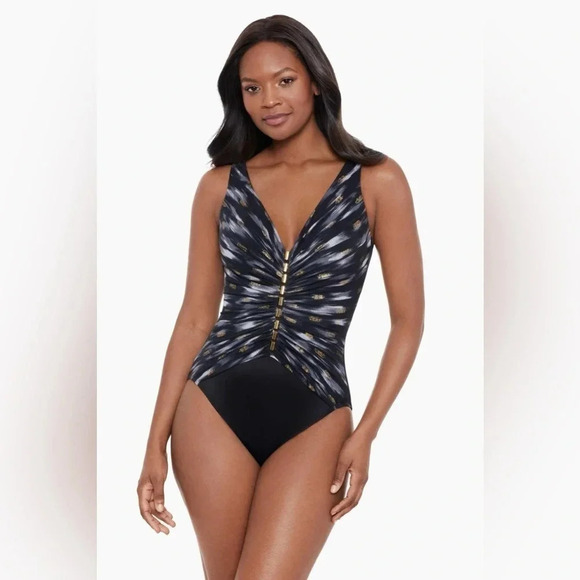 Miraclesuit Bronze Reign Charmer One Piece Swimsuit size 12 B2443 - Picture 4 of 10